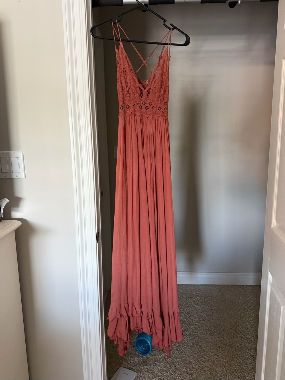 Free People Terracotta Lace Bodice Maxi Dress